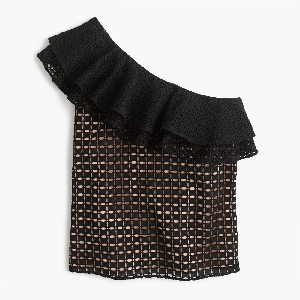 ⚜️ NWT J. Crew One Shoulder Ruffle Top - Picture 3 of 10